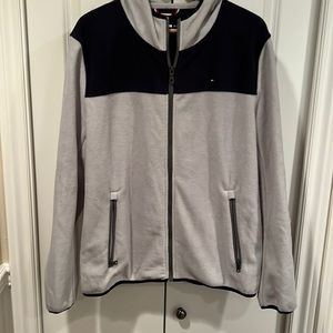 Tommy Hilfiger fleece jacket size large, gray and black excellent condition